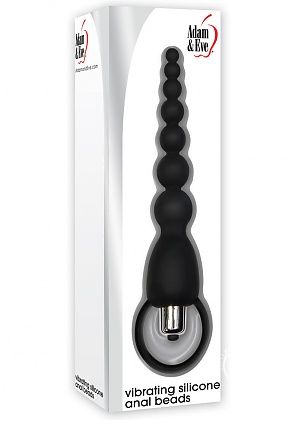 Adam & Eve Vibrating Silicone Anal Beads - Black