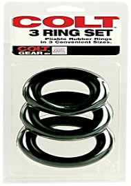 COLT 3 Cock Ring Set Rubber Black - Large (SE-6840-03-2)